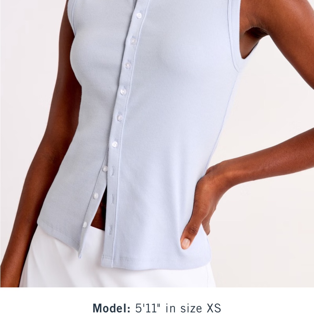 NWT WHITE button up ribbed tank abercrombie L
